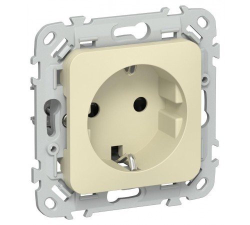 FLITE Розетка с заземлением со шторками быстрозажимные клеммы 16А РСш11-1-ФлН навахо  FI-R14-16-1-K87  IEK