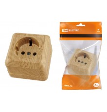 Розетка 2П+3 открытой установки IP20 16А 250В (керамика) сосна "Ладога"  SQ1801-0411  TDM