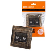 Розетка двойная телефонная RJ11 старинная бронза "Лама"  SQ1815-0759  TDM