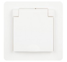 Розетка Intro Style 7-203-01 с заземлением 2P+E Schuko с крышкой, 16А-250В, IP20, СУ, белый   Б0060639  Intro