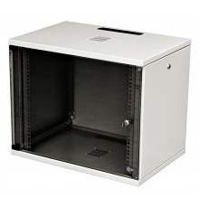 Шкаф настенный WZ-2733-01-S3-011 (19"),серия SU,10U,490x600х400,со стекл.дв.ю,с открыв.стенками,сер. (RAL 7035) (SU-110) собр.  22893  Zpas