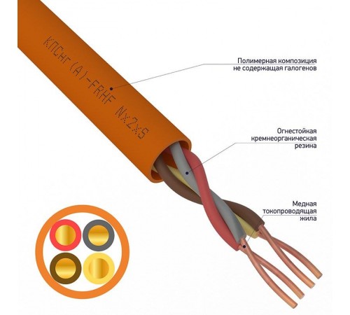 Кабель огнестойкий КПСнг(А)-FRHF 2x2x1,00 мм, бухта 200 м  01-4925  REXANT
