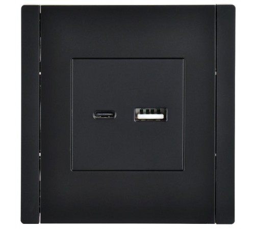 FORTE&PIANO Розетка USB A+C 3,1А FP150 черный  FP-U22-D31-K02  IEK