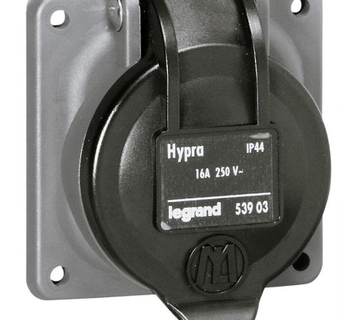 Встраиваемая розетка Hypra - IP 44 - 2К+З - бытовая - 250 В - 16 А - пластик  053903  Legrand