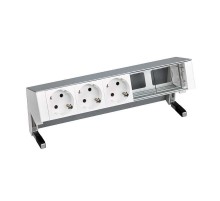 Simon S400 Настольный розеточный блок, 3х2P+E, 2 пустых модуля, алюминий, Simon 400  42503000-133  Simon