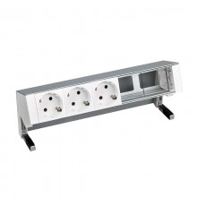 Simon S400 Настольный розеточный блок, 3х2P+E, 2 пустых модуля, алюминий, Simon 400  42503000-133  Simon