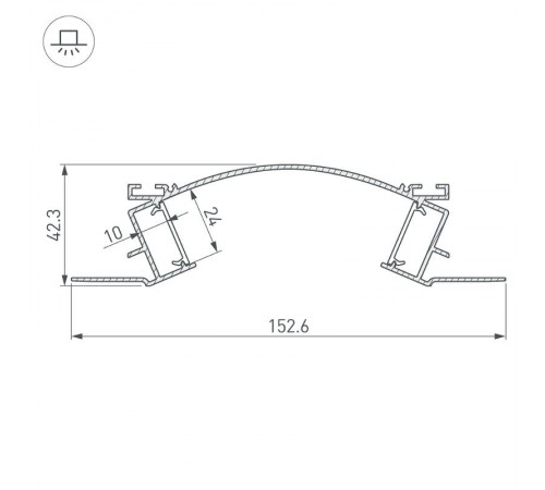 Профиль с экраном ALM-ARC-DOUBLE-2000 ANOD+FROST (arlight, Алюминий)  029852  Arlight