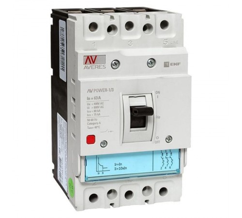 Выключатель автоматический AV POWER-1/3  63А 80kA TR AVERES  mccb-13-63H-TR-av  EKF