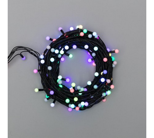 Гирлянда "Мультишарики" 13 мм, 20 м, черный ПВХ, 200 диодов, цвет RGB  303-509-1  NEON-NIGHT