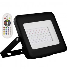 Прожектор светодиодный LL-613 2835SMD 50W RGB с пультом ДУ AC220V/50Hz IP65, черный  29703  FERON