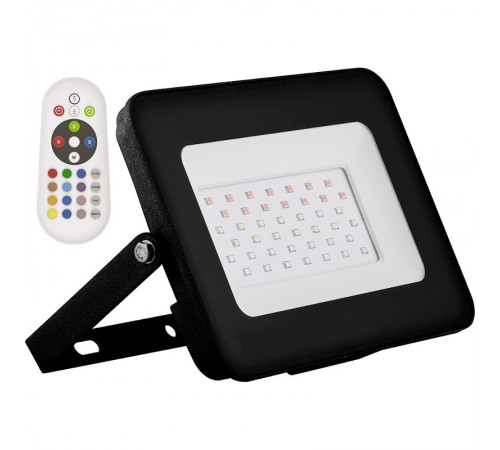 Прожектор светодиодный LL-613 2835SMD 50W RGB с пультом ДУ AC220V/50Hz IP65, черный  29703  FERON