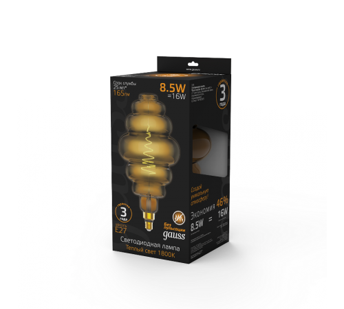 Лампа светодиодная LED Filament Honeycomb E27 8.5W Gray 165lm 1800K 1/2  161802005  Gauss