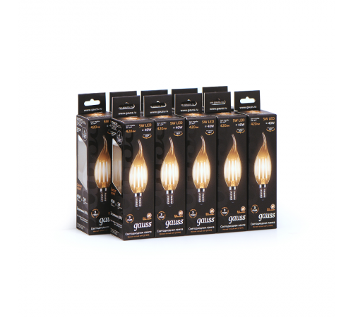 Лампа светодиодная LED 5Вт E14 220В 2700К свеча на ветру  104801105  Gauss