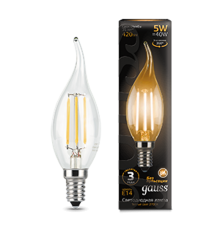 Лампа светодиодная LED 5Вт E14 220В 2700К свеча на ветру  104801105  Gauss