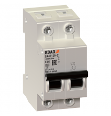 Выключатель автоматический двухполюсный ВА47-29 6А C 4,5кА (ВА47-29-2C6-УХЛ3)  231628  КЭАЗ