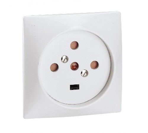 Розетка силовая встраиваемая 2К+Н+З - 20 А , винт, сл. Кость 0  055427  Legrand