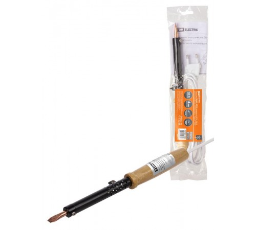 Паяльник ПД-60, ЭПСН, мощность 60 Вт, 230 В, деревянная ручка, плоское жало, "Гранит"  SQ1025-0403  TDM