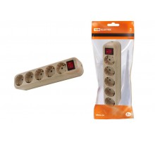 Колодка розеточная 5 гнезд 2П+3 с выключателем16А 250В "Эко" (сосна)   SQ1806-0055  TDM