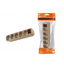 Колодка розеточная 5 гнезд 2П+3 с выключателем16А 250В "Эко" (сосна)   SQ1806-0055  TDM