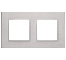 14-5202-03 Рамка на 2 поста, металл, Эра Elegance, алюминий+алюм  Б0034547  ЭРА