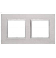 14-5202-03 Рамка на 2 поста, металл, Эра Elegance, алюминий+алюм  Б0034547  ЭРА