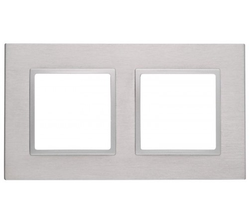 14-5202-03 Рамка на 2 поста, металл, Эра Elegance, алюминий+алюм  Б0034547  ЭРА