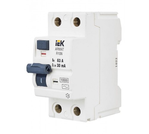 Выключатель дифференциальный (УЗО) R10N 2P 63А 30мА тип AC ARMAT  AR-R10N-2-063C030  IEK