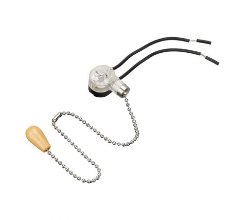 Выключатель для настенного светильника c проводом и деревянным наконечником "Silver", индивидуальная упаковка, 1 шт.  32-0103-1  REXANT