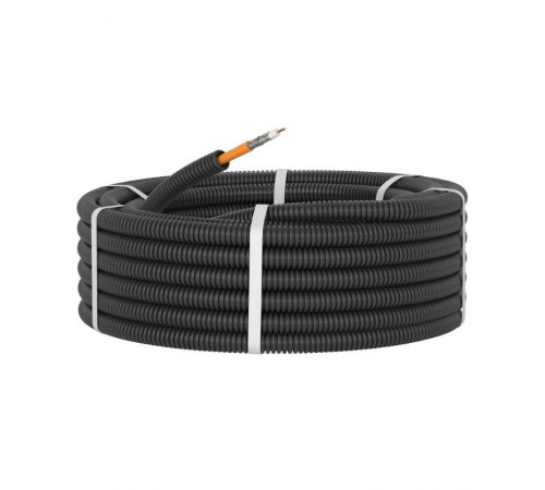 Электротруба ПНД гибкая гофрированная д. 20 мм, цвет черный, с коаксиальным кабелем SAT нг(А)-HF, 100 м  7VE720100B  DKC