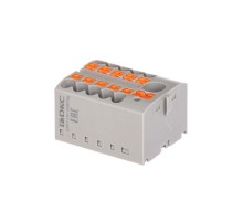 Блок распределительный, зажим push-in, 1 ввод 6 кв.мм, 10 точек подключения 2,5 кв.мм, серый  DTP1-110-104SPUG  DKC