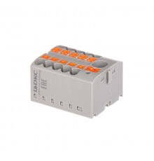 Блок распределительный, зажим push-in, 1 ввод 6 кв.мм, 10 точек подключения 2,5 кв.мм, серый  DTP1-110-104SPUG  DKC