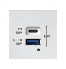 Simon Connect Зарядное устройство USB A+C 65W, 230В~, белый, K45, Connect  K126H-9  Simon