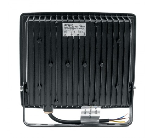 Прожектор светодиодный LL-922 2835 SMD 100W 6400K IP65 AC220V/50Hz, черный 261*217*33 мм  32103  FERON