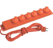 Удлинитель У06В 6 места с защитными крышками IP44 2Р+PE/5метров 3х1мм2 16А/250В  WYP10-16-06-05-44-N  IEK