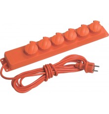 Удлинитель У06В 6 места с защитными крышками IP44 2Р+PE/5метров 3х1мм2 16А/250В  WYP10-16-06-05-44-N  IEK