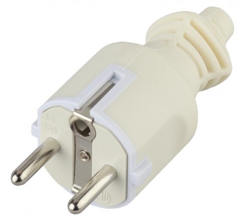 Вилка V4(W)  c/з 16A прямой ввод белая (10/200/6000) Б0019188  ЭРА