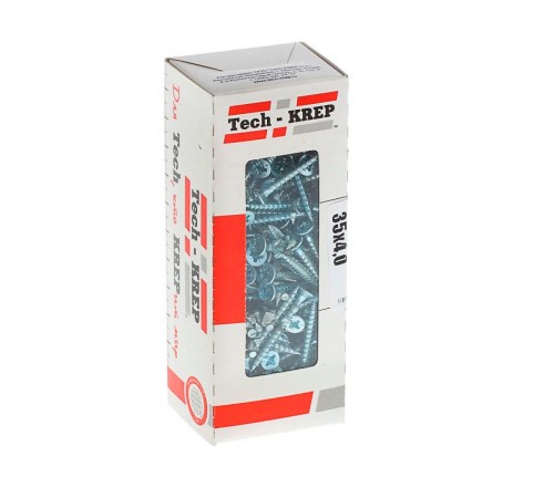 Саморезы универсальные 35х4,0 мм (200 шт) оцинкованные - коробка с окном ( 0,402 кг)  102181  Tech-KREP