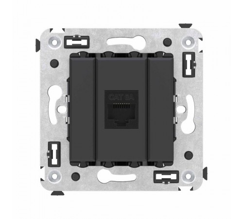 Компьютерная розетка RJ-45 без шторки в стену, кат.6А одинарная, "Avanti", "Черный матовый"  4412673  DKC