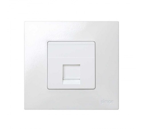 Simon 27 Адаптер со шторками на 1 коннектор AMP (UTP, FTP, RJ12), широкий модуль, S27, белый  27087-35  Simon