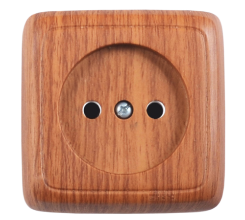 Розетка открытой установки, одноместная, цвет дуб  РА16-101-05  HEGEL