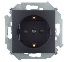 Simon 15 Графит Розетка с/з Schuko со шторками, 16А 250В, винт. зажим  1591443-038  Simon