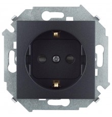 Simon 15 Графит Розетка с/з Schuko со шторками, 16А 250В, винт. зажим  1591443-038  Simon