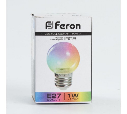 Лампа светодиодная LB-37 (1W) 230V E27 RGB для белт лайта G45 прозрачный плавная смена цвета  38132  Feron