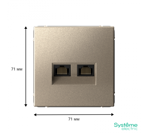 ArtGallery Шампань Розетка двойная компьютерная RJ45+RJ45, кат.6А, механизм  GAL000588  SE