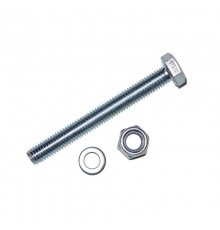 Болт DIN933 8.8 с шестигранной головкой оцинк. М10х160 + гайка + шайба (2 шт) - пакет ( 0,219 кг)  136920  Tech-KREP