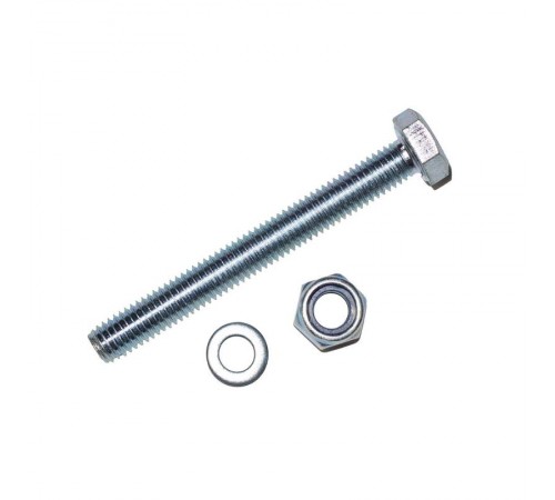 Болт DIN933 8.8 с шестигранной головкой оцинк. М12х160 + гайка + шайба (2 шт) - пакет ( 0,317 кг)  136931  Tech-KREP