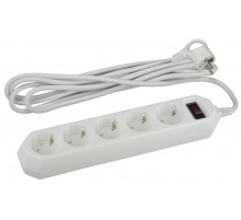 Сетевой фильтр USF-5es-1.5m-W   (белый) с заземл, 3x0,75мм2, с выкл, 5гн, 1.5м (20/600) Б0019031  ЭРА