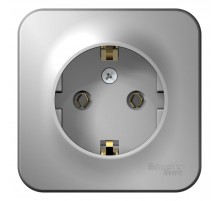Blanca Алюминий О/У Розетка с заземлением без шторок, 16А, 250В  BLNRA010103  SE