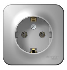 Blanca Алюминий О/У Розетка с заземлением без шторок, 16А, 250В  BLNRA010103  SE