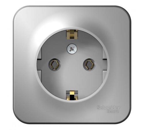 Blanca Алюминий О/У Розетка с заземлением без шторок, 16А, 250В  BLNRA010103  SE